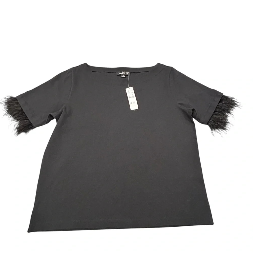 J.Crew Women’s Mariner Jersey Cropped Boatneck Top Feather Cuff Sleeves XS NWT - Picture 1 of 8